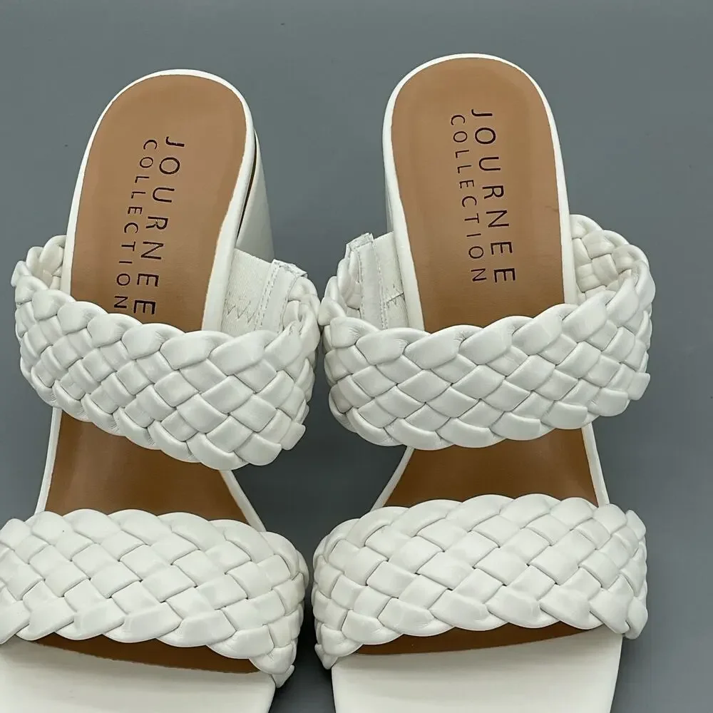 NEW Journee Collection Women’s Melissa Dress Sandals White Size 7.5